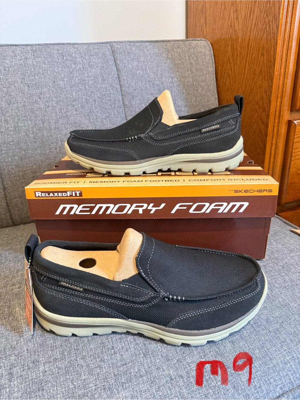 Skechers Black Canvas Slip-On Loafers with Tan Lining
